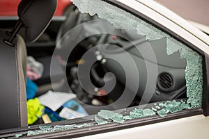MARSEILLE / FRANCE - 03 20 2017 Car glass is brocken