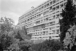 Unite d Habitation in Marseille black and white