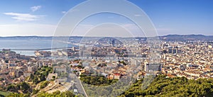 Marseille France panorama city skyline at Vieux Port