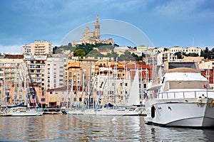 Marseille, France panorama, famous harbour.