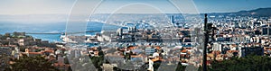 Marseille Old Vieux city port, Saint Jean castle, palace overview panorama. Picturesque panoramic scene travel destination