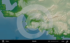 Marseille outlined, France. Physical