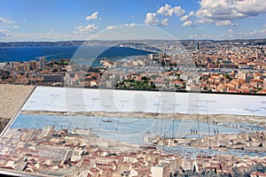 Marseille panorama with map - south France