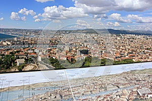 Marseille panorama with map - south France