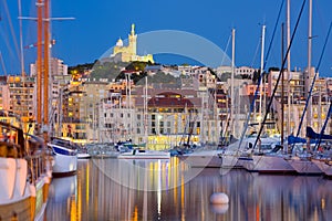 Marseille port at a summer night