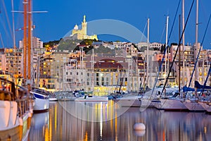 Marseille port at a summer night photo