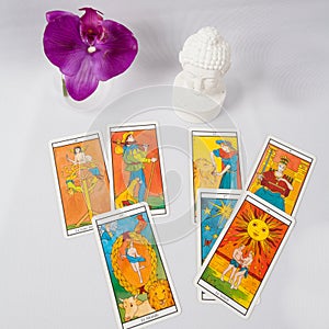 Marseilles Tarot Decks and orchid