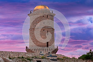 Marseilles. View of the old fort tower at sunset.