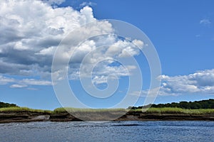 Marsh Grass and Mud Flats Landscape on a Spring Day