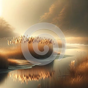 marsh grasses along the riverbanks, turning golden in the fall. Landscape Background