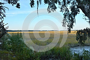 The marsh land goes on for miles outside of Beaufort, South Carolina