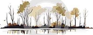 marsh trees set isolated vector style illustration