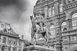 Marshal Zhukov statue outside the State Historical Museum, Moscow, Russia