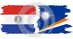 Marshall Islands and Paraguay grunge flags connection vector