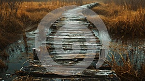 Marshland Serenity: Ancient Boardwalk