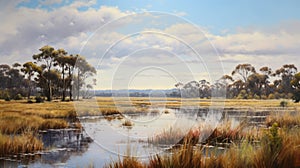 Marshland Serenity: Australian Landscape Painting By Michael Komarck