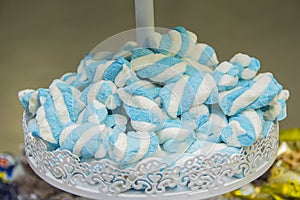 Marshmallow with blue and white color