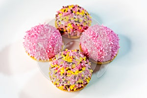 Marshmallow candy Multi-colored on biscuits