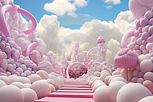 Marshmallow Cloud Bridge beautiful candyland sweets fairytale background
