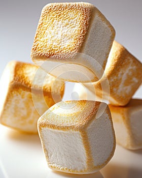 Close-up of caramelized marshmallows with crispy texture