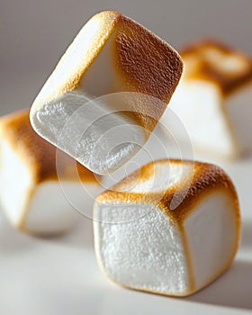 Close-up of caramelized marshmallows with crispy texture