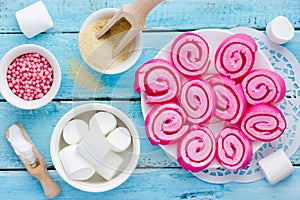 Marshmallow jelly rolls, homemade jelly roll ups
