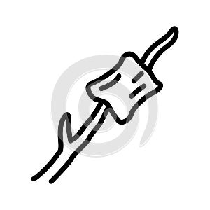 Marshmallow line icon. Marshmallow roasted on wooden stick simple vector illustration. Outline sign for mobile concept and web