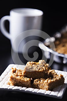 Marshmallow Peanut Butter Squares with Coffee Cup