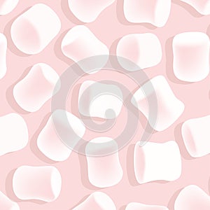 Marshmallow seamless pattern. Tasty marshmallows on pink background. Candy texture