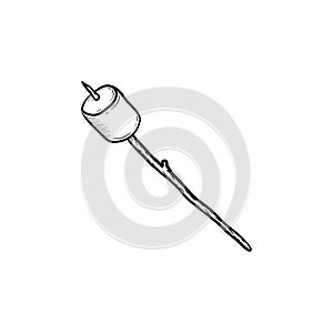 Marshmallow on stick hand drawn sketch icon. photo