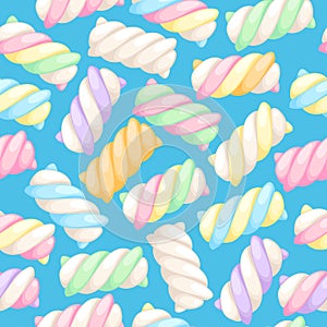 Marshmallow twists seamless pattern vector illustration.