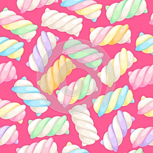 Marshmallow twists seamless pattern vector illustration.