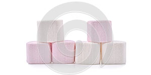 Marshmallows isolated on white background.