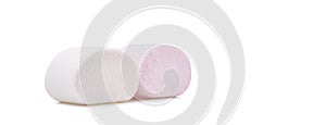 Marshmallows on white background.