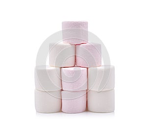 Marshmallows on white background.