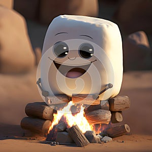 marshmellow cute pixar disney cartoon charachter made live playing and cheerful tasty live dessert