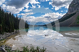 The marshy glacial silt area of Lake Louise, in Banff National Park