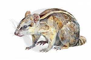 Marsupial,  Pastel-colored, in hand-drawn style, watercolor, isolated on white background