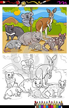 Marsupials animals cartoon coloring book photo
