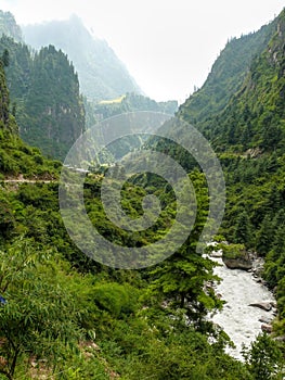 Marsyangdi river near Dharapani and Thoche village - Nepal