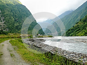 Marsyangdi river and Tal village - Nepal