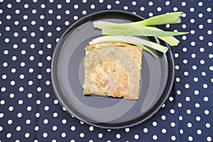 Martabak Telor or Martabak Telur. Savory pan-fried pastry stuffed with egg, meat and spices.