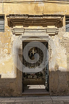 Martano, Messapian city. Salento, Puglia Italy, view of alleys and buildings. September morning