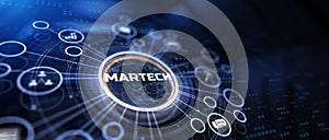 Martech marketing technology automation concept on virtual screen photo