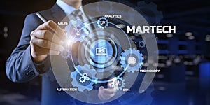 Martech marketing technology concept on virtual screen interface