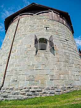 Martello Tower #1 at Battlefields Park overlooking the Saint Lawrence River in Quebec City, Canada