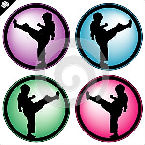 Martial art colored simbol design. Karate kid emblem