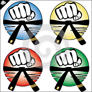 Martial art colored simbol set. Vector. photo