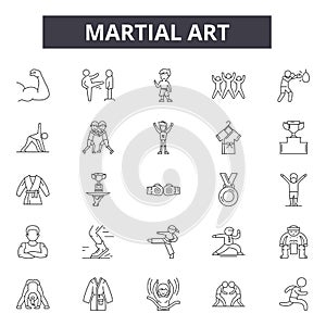 Martial art line icons, signs, vector set, linear concept, outline illustration