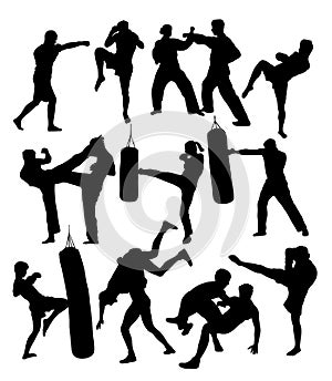 Free Boxing Silhouettes, art vector design